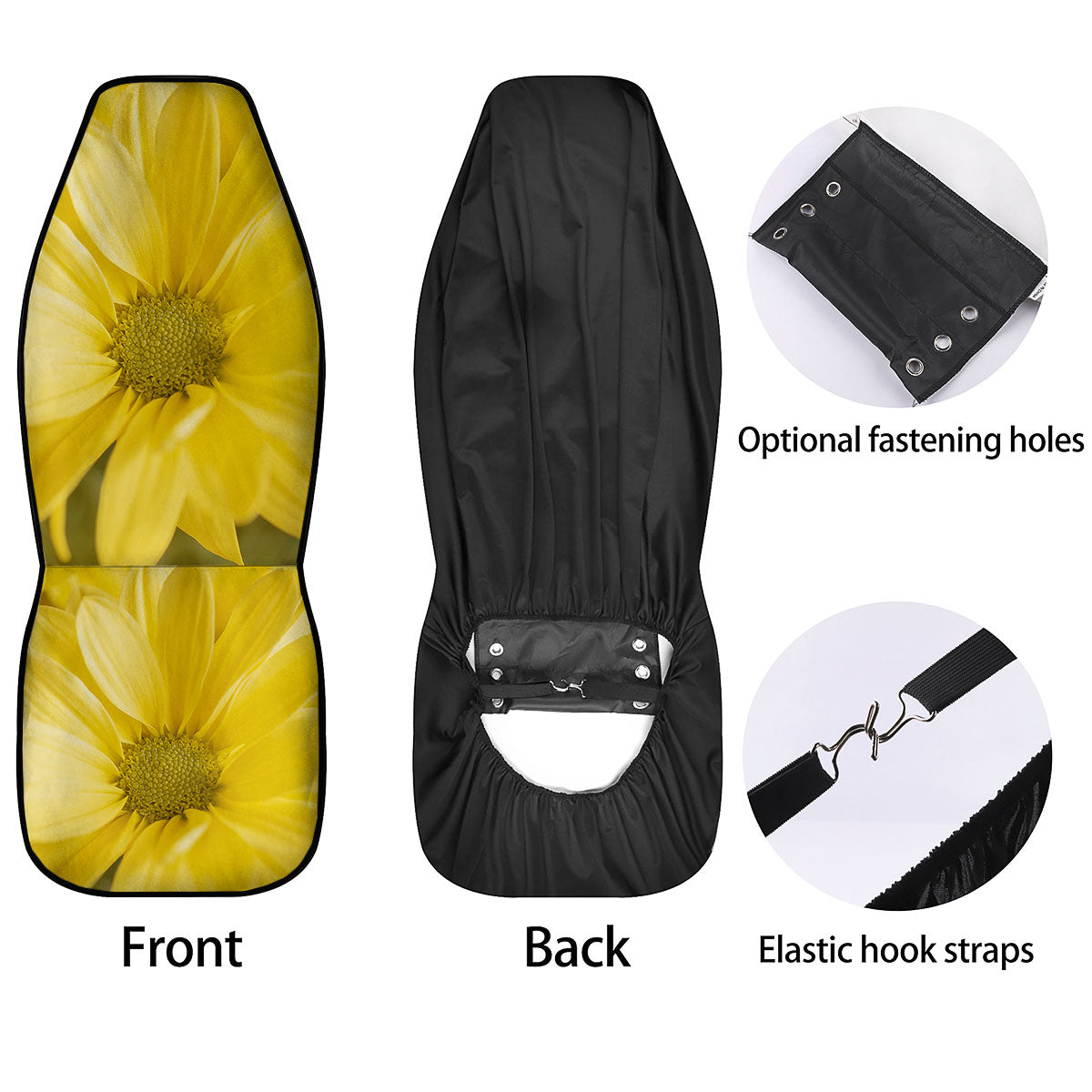 Flower Daisy Yellow Print Car Seat Covers-grizzshop