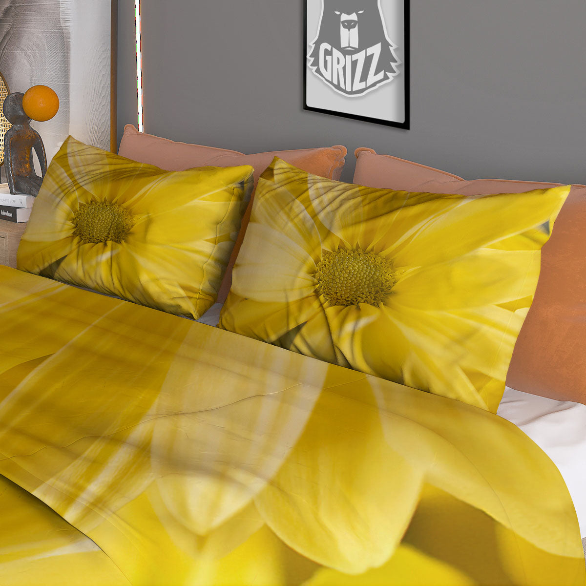 Flower Daisy Yellow Print Duvet Cover Bedding Set