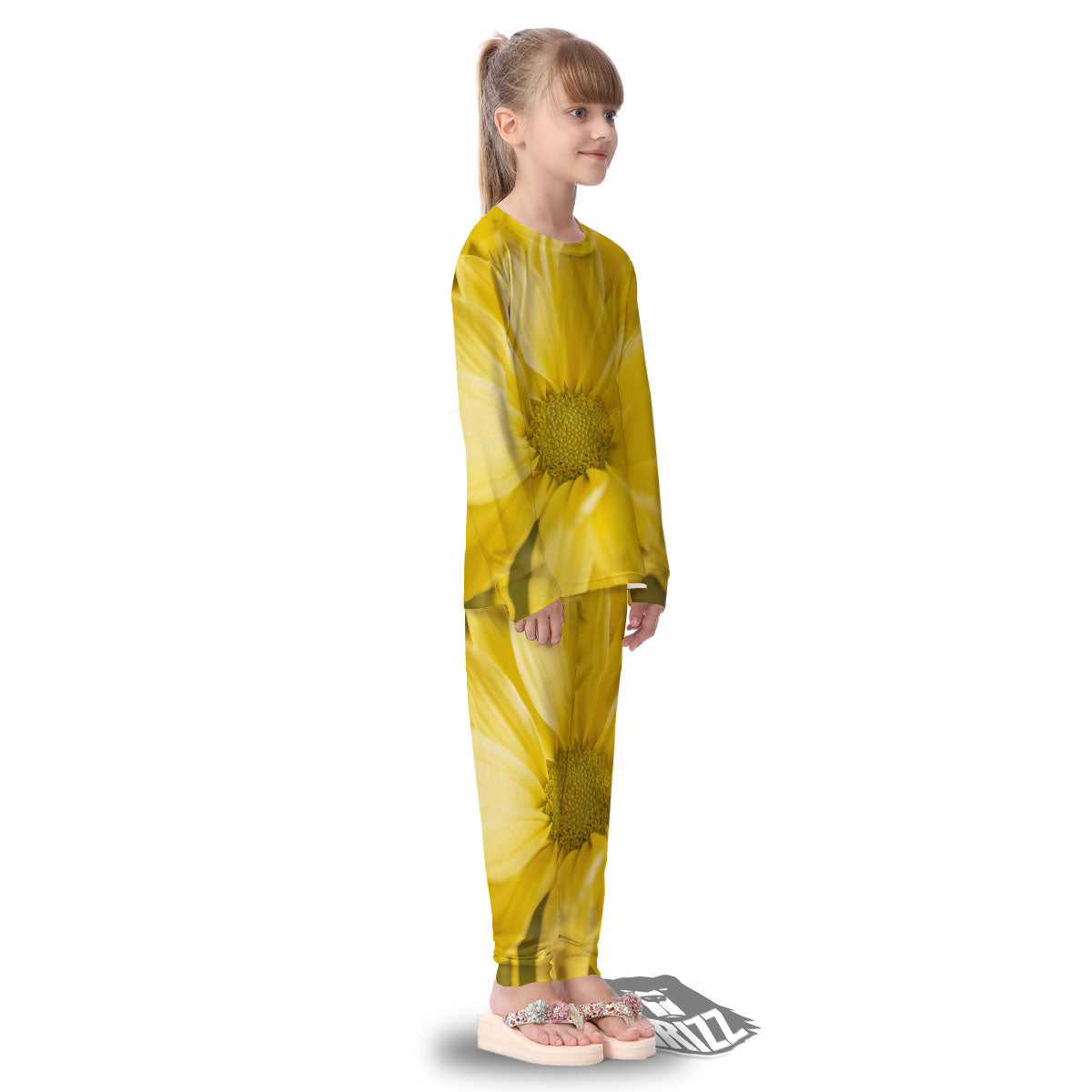 Flower Daisy Yellow Print Kid's Pajamas-grizzshop