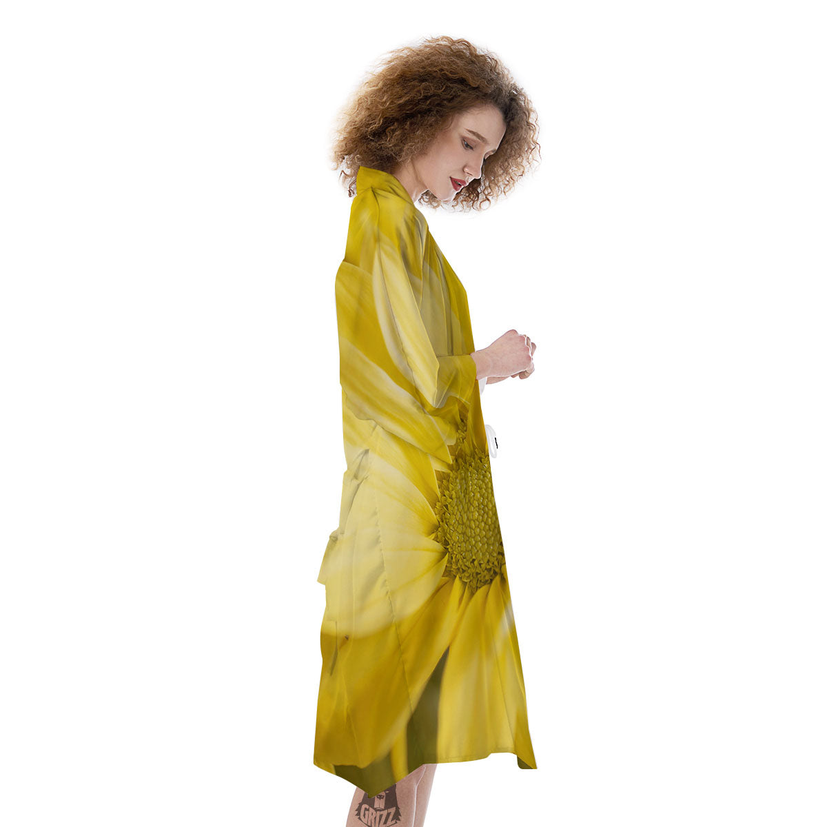 Flower Daisy Yellow Print Kimono-grizzshop