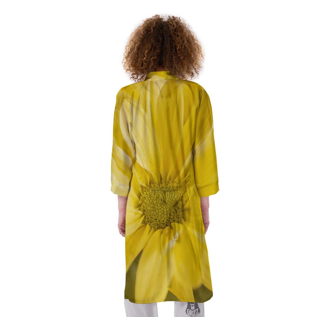 Flower Daisy Yellow Print Kimono-grizzshop