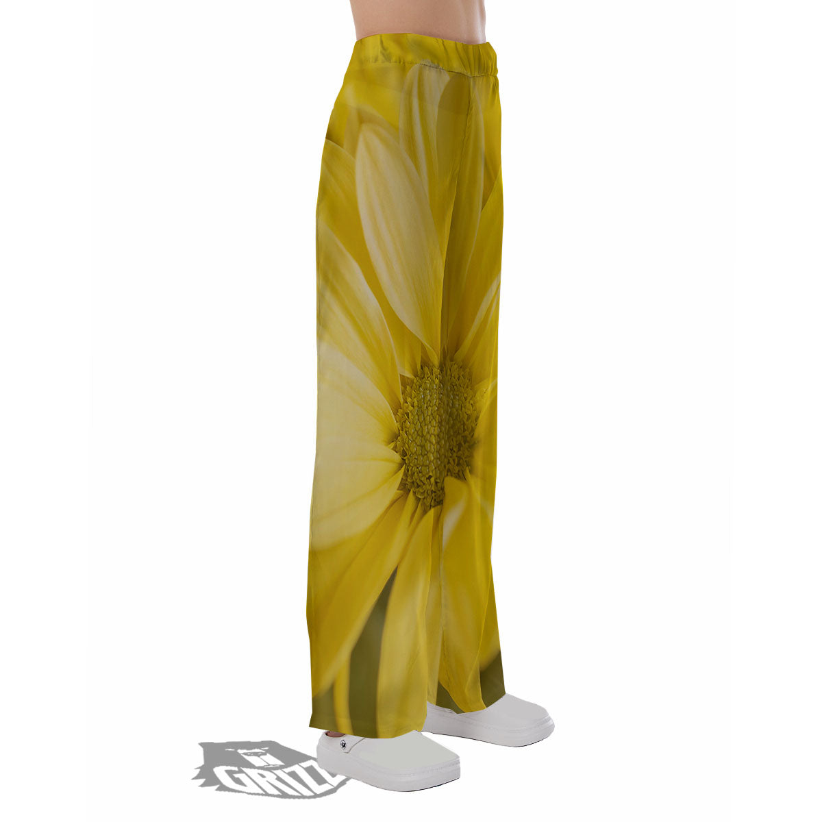 Flower Daisy Yellow Print Pajama Pants-grizzshop