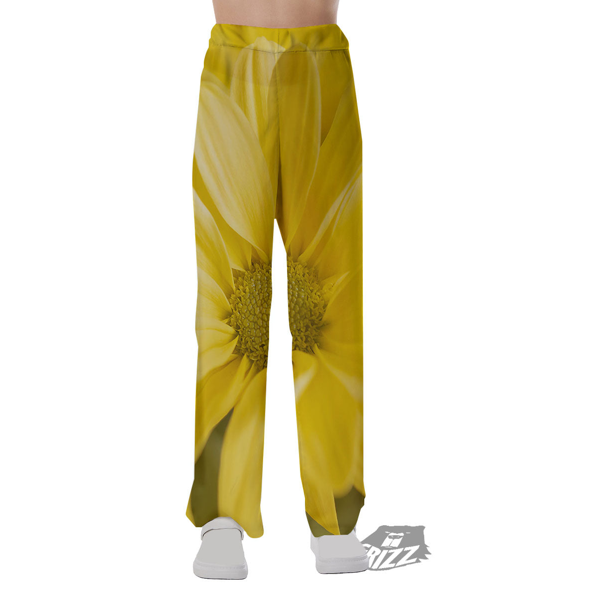 Flower Daisy Yellow Print Pajama Pants-grizzshop