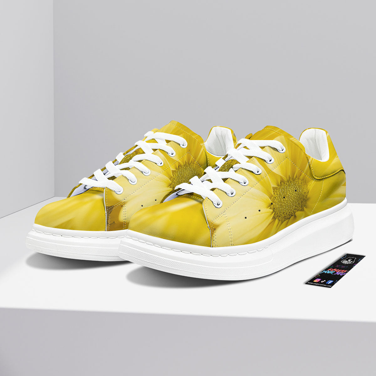 Flower Daisy Yellow Print Platform Shoes-grizzshop
