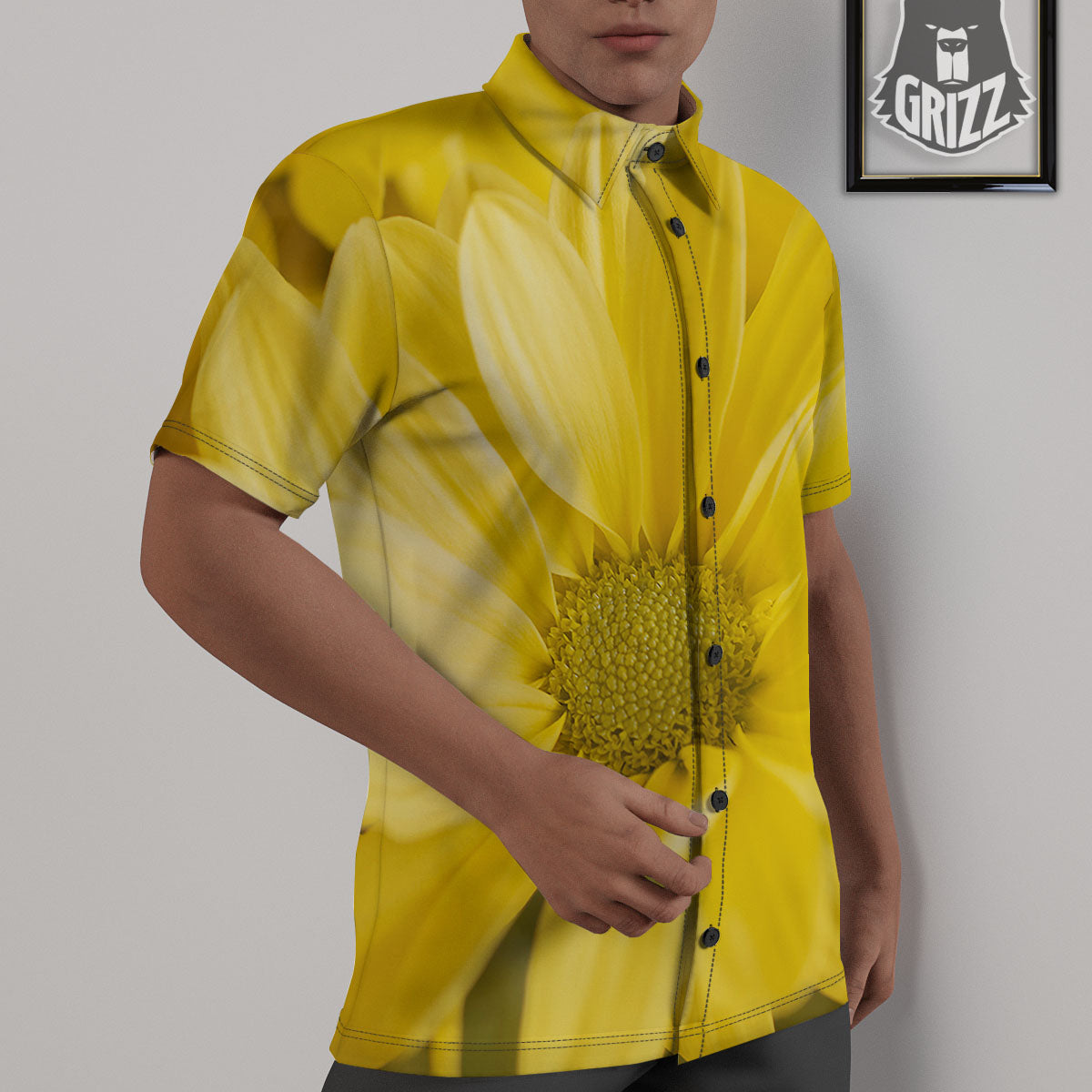Flower Daisy Yellow Print Untucked Shirts-grizzshop