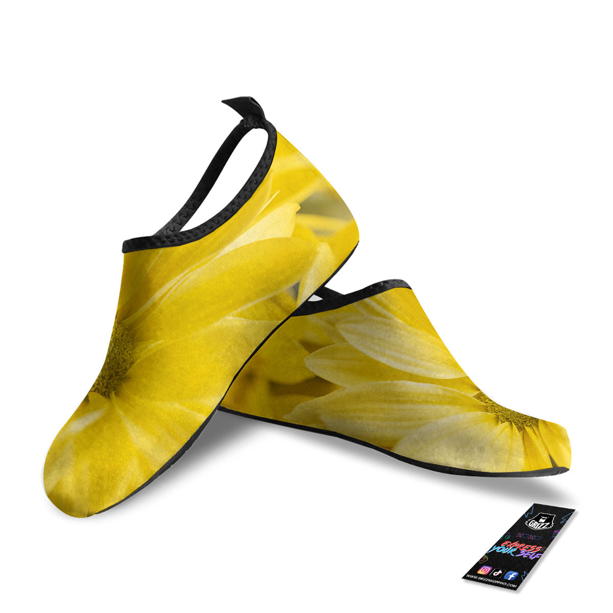 Flower Daisy Yellow Print Water Shoes-grizzshop