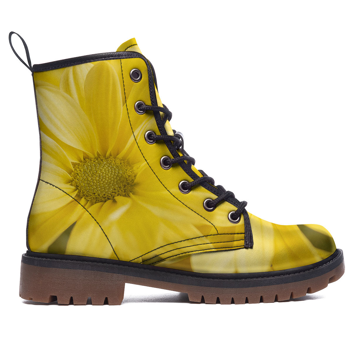 Flower Daisy Yellow Print Work Boots-grizzshop