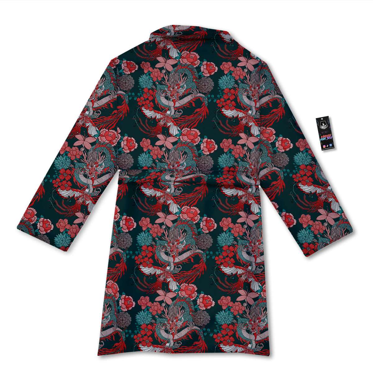 Flower Dragon Vintage Print Pattern Bathrobe-grizzshop