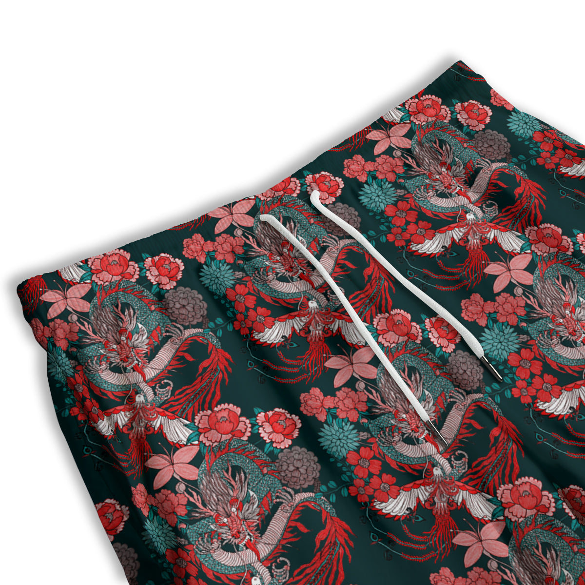 Flower Dragon Vintage Print Pattern Men's Athletic Shorts