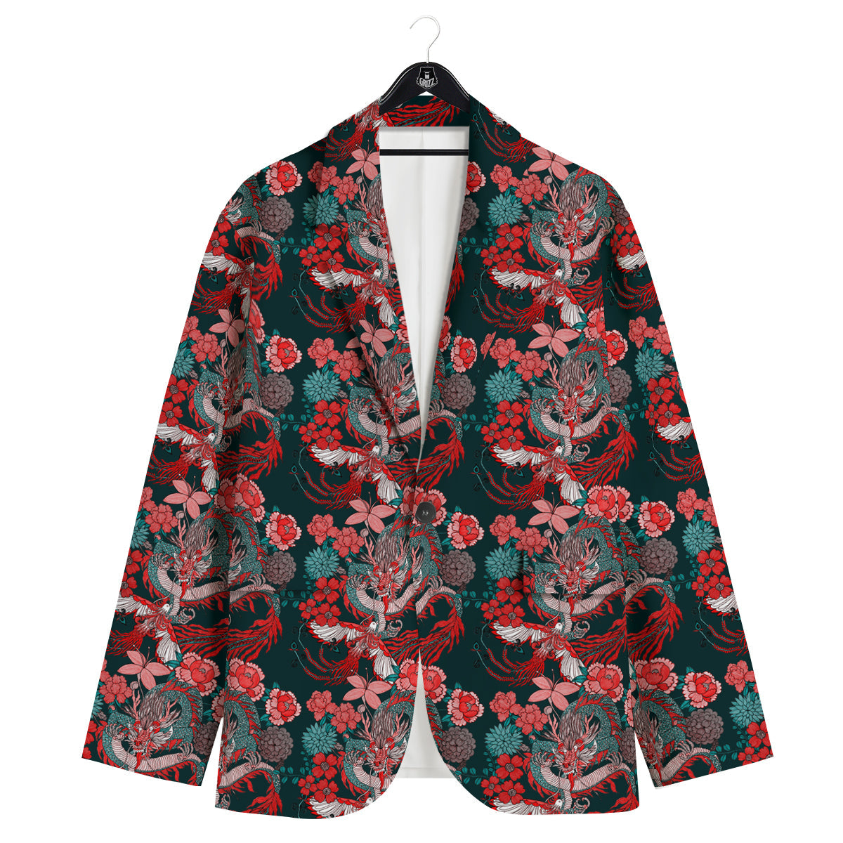 Flower Dragon Vintage Print Pattern Men's Sport Coat-grizzshop