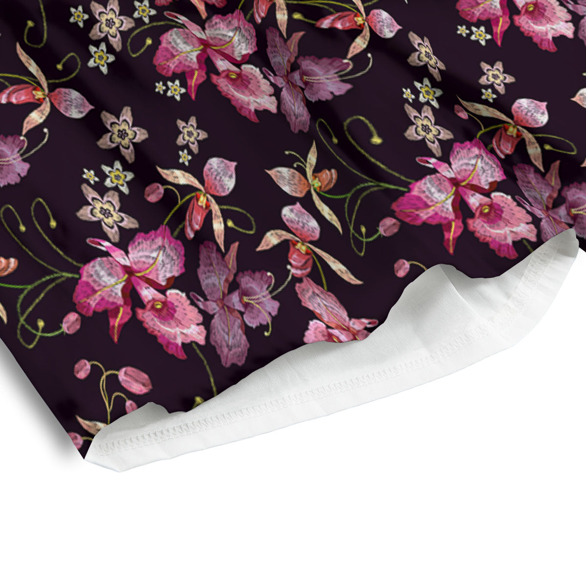 Flower Embroidery Orchid Print Pattern Men's Athletic Shorts-grizzshop