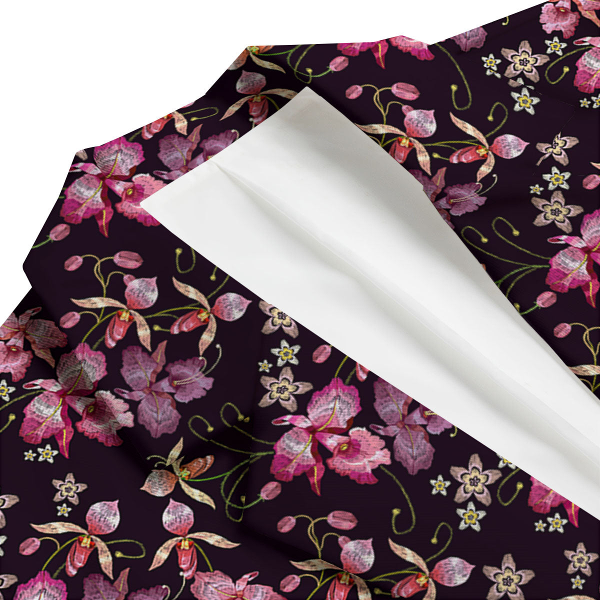 Flower Embroidery Orchid Print Pattern Men's Blazer-grizzshop