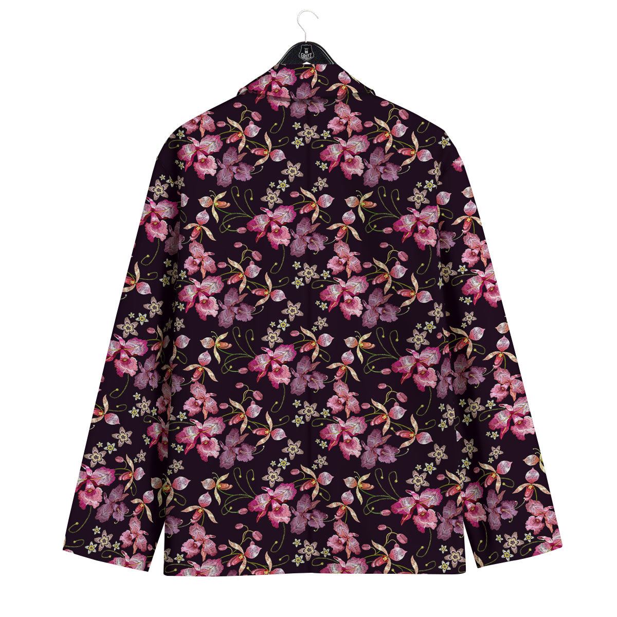 Flower Embroidery Orchid Print Pattern Men's Sport Coat-grizzshop