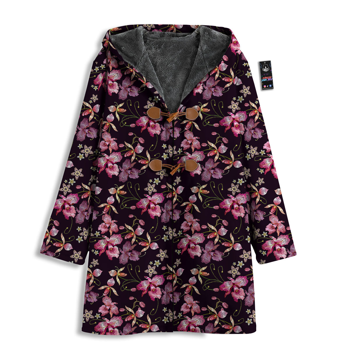 Flower Embroidery Orchid Print Pattern Men's Windbreaker Jacket-grizzshop