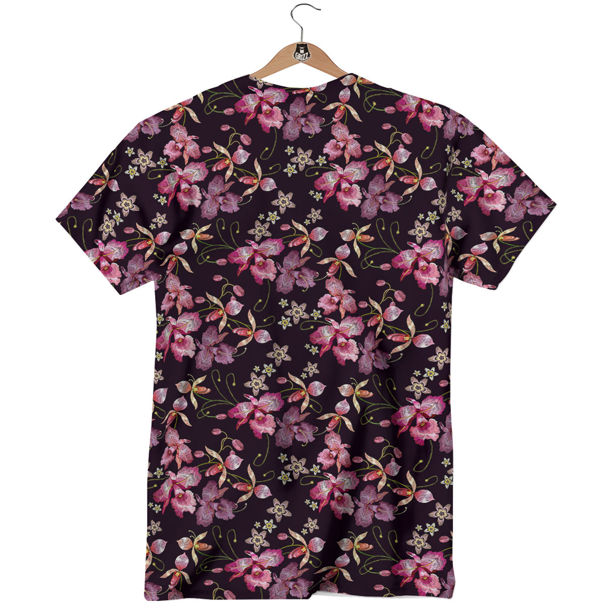 Flower Embroidery Orchid Print Pattern T-Shirt-grizzshop