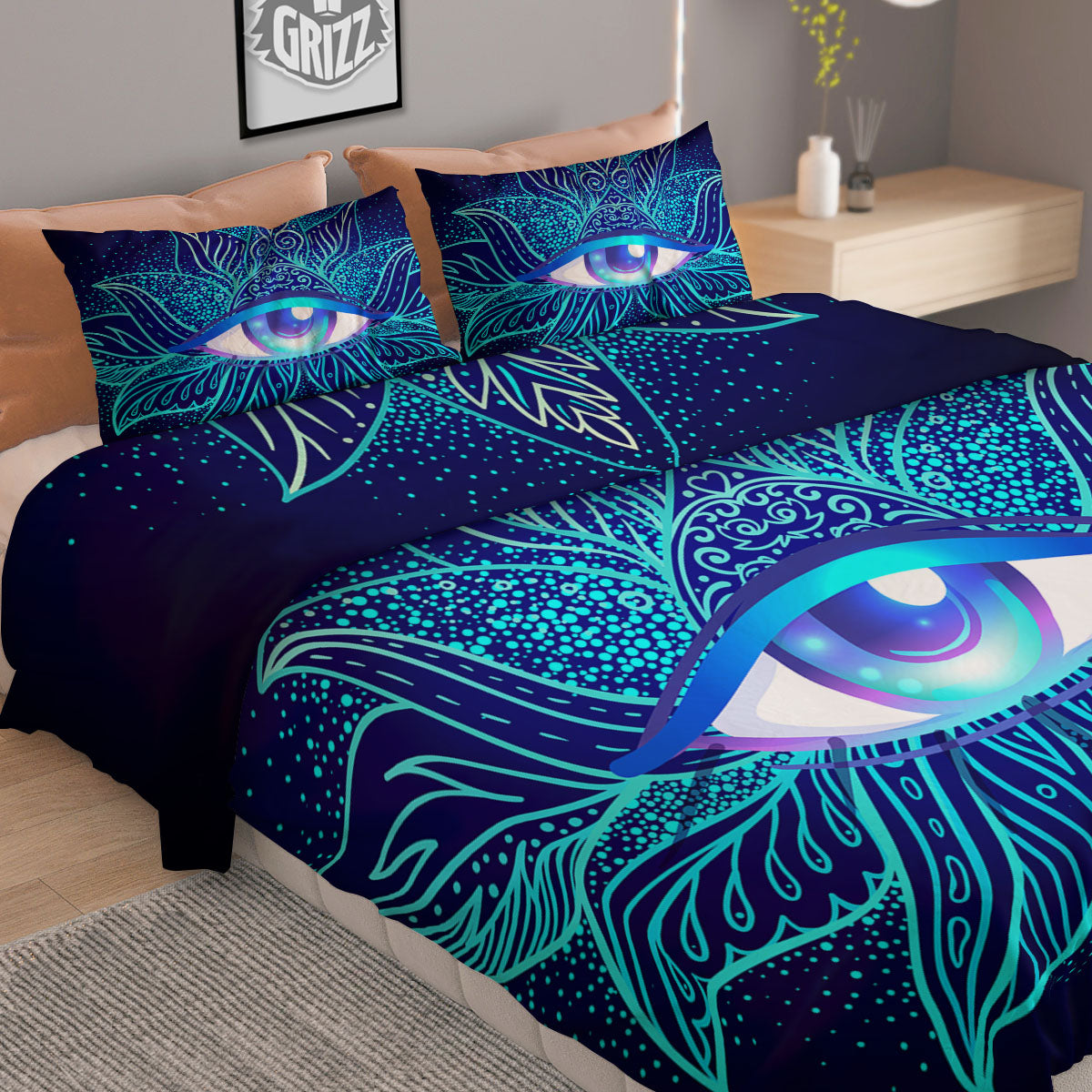 Flower Eye Of Providence Print Duvet Cover Bedding Set
