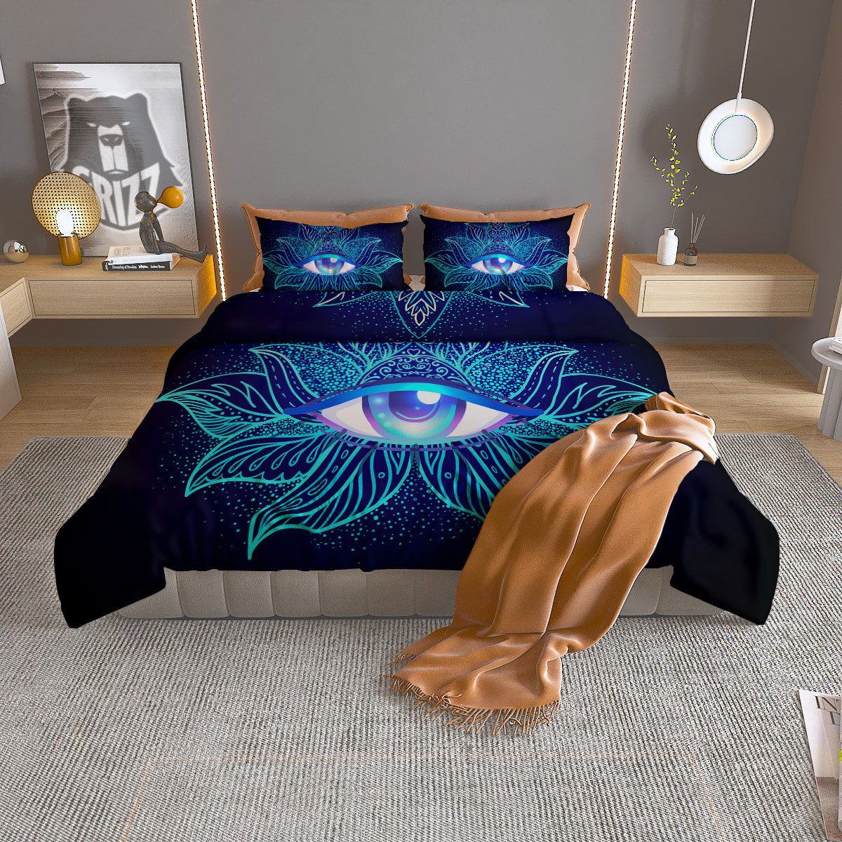 Flower Eye Of Providence Print Duvet Cover Bedding Set-grizzshop