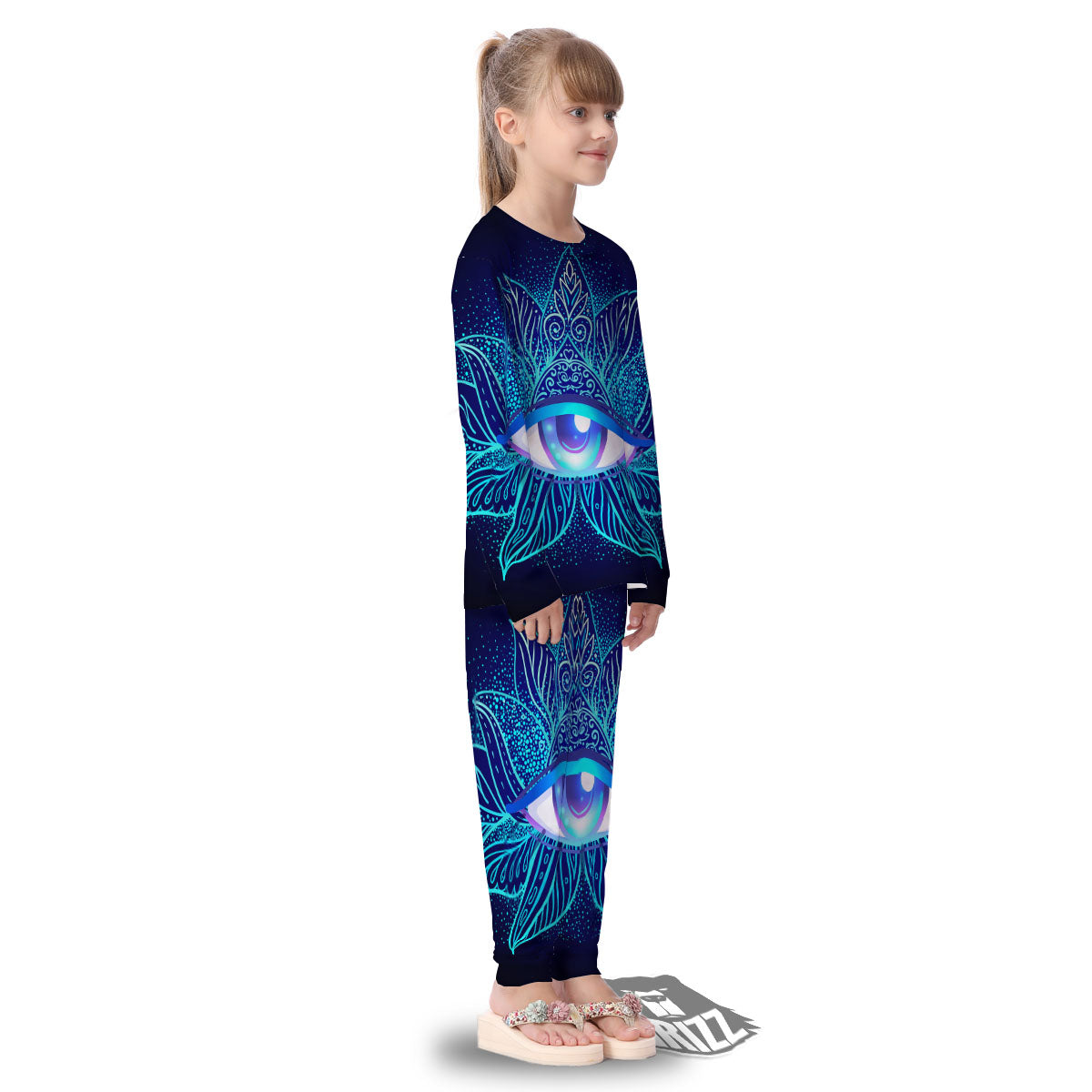 Flower Eye Of Providence Print Kid's Pajamas-grizzshop