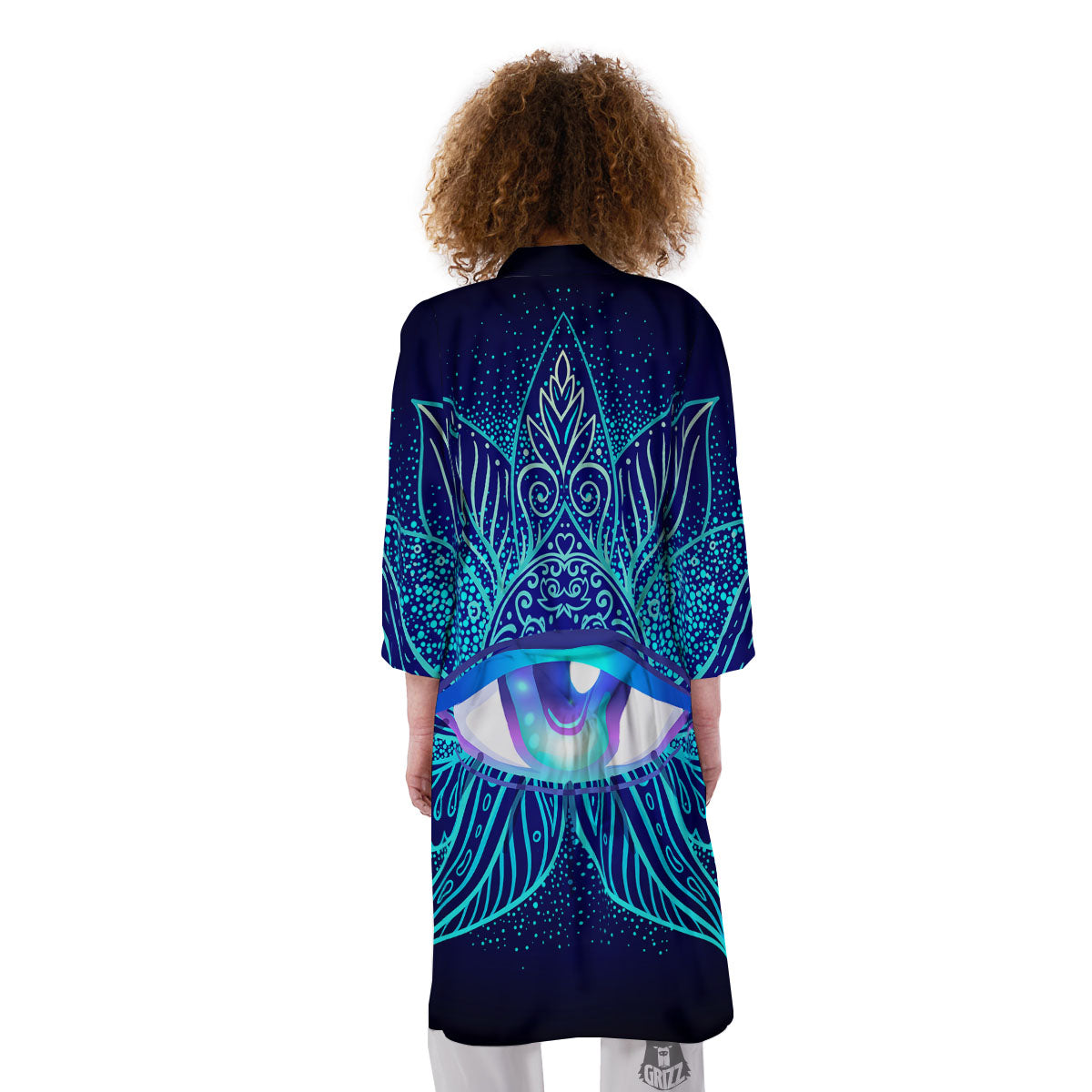 Flower Eye Of Providence Print Kimono-grizzshop