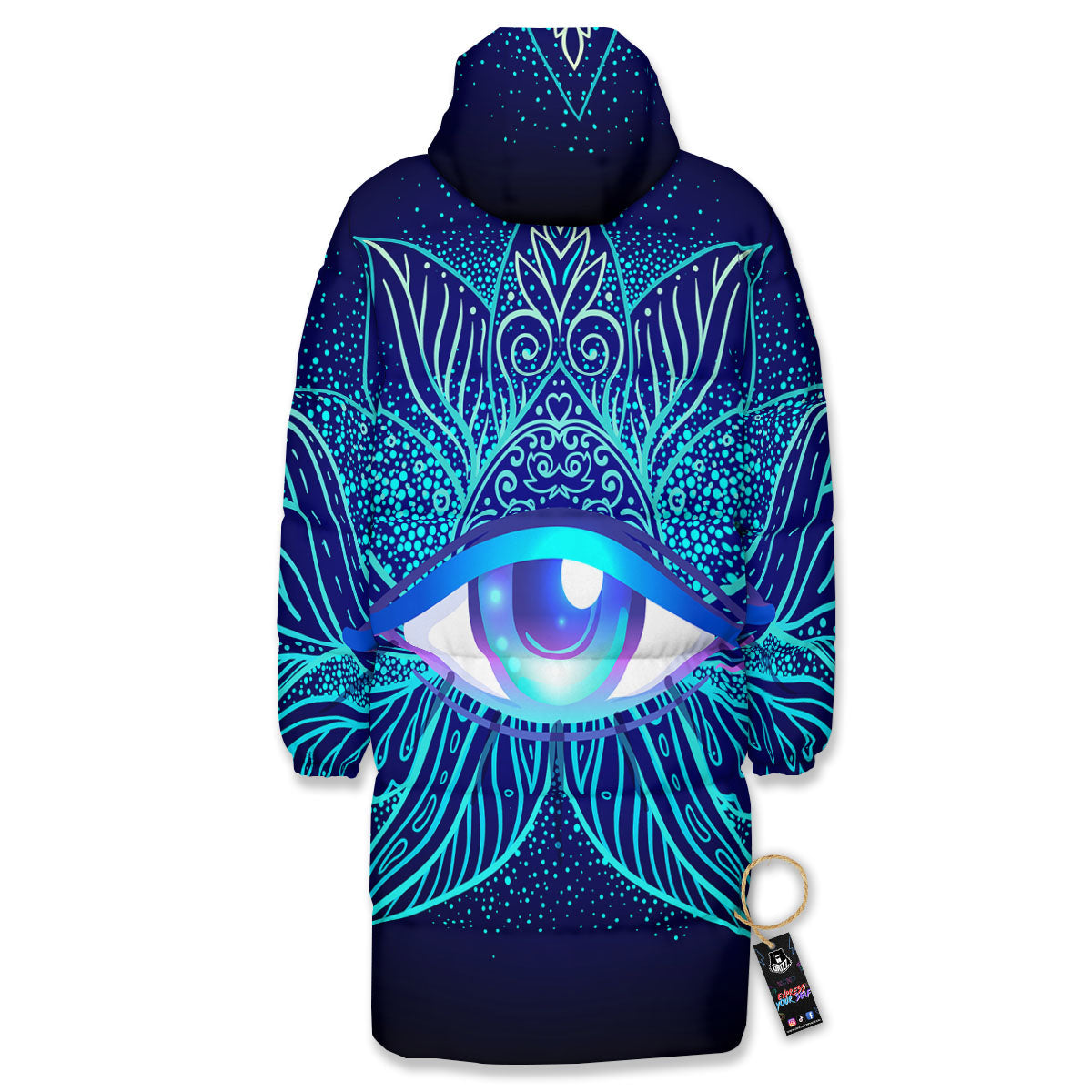 Flower Eye Of Providence Print Long Down Jacket-grizzshop