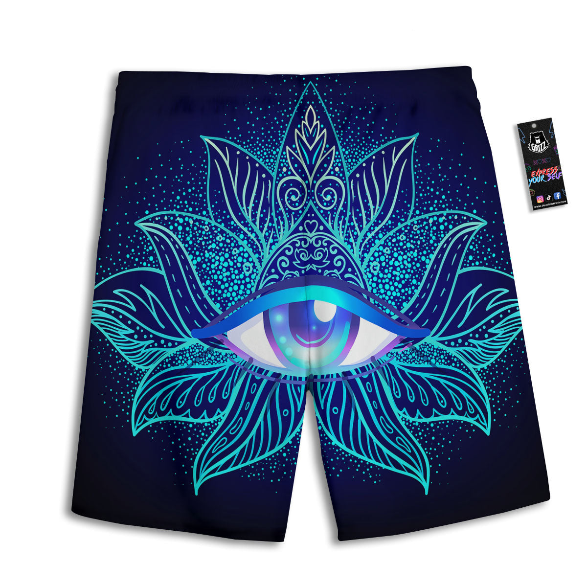 Flower Eye Of Providence Print Men's Athletic Shorts-grizzshop