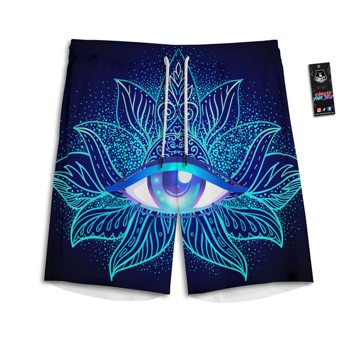 Flower Eye Of Providence Print Men's Athletic Shorts-grizzshop