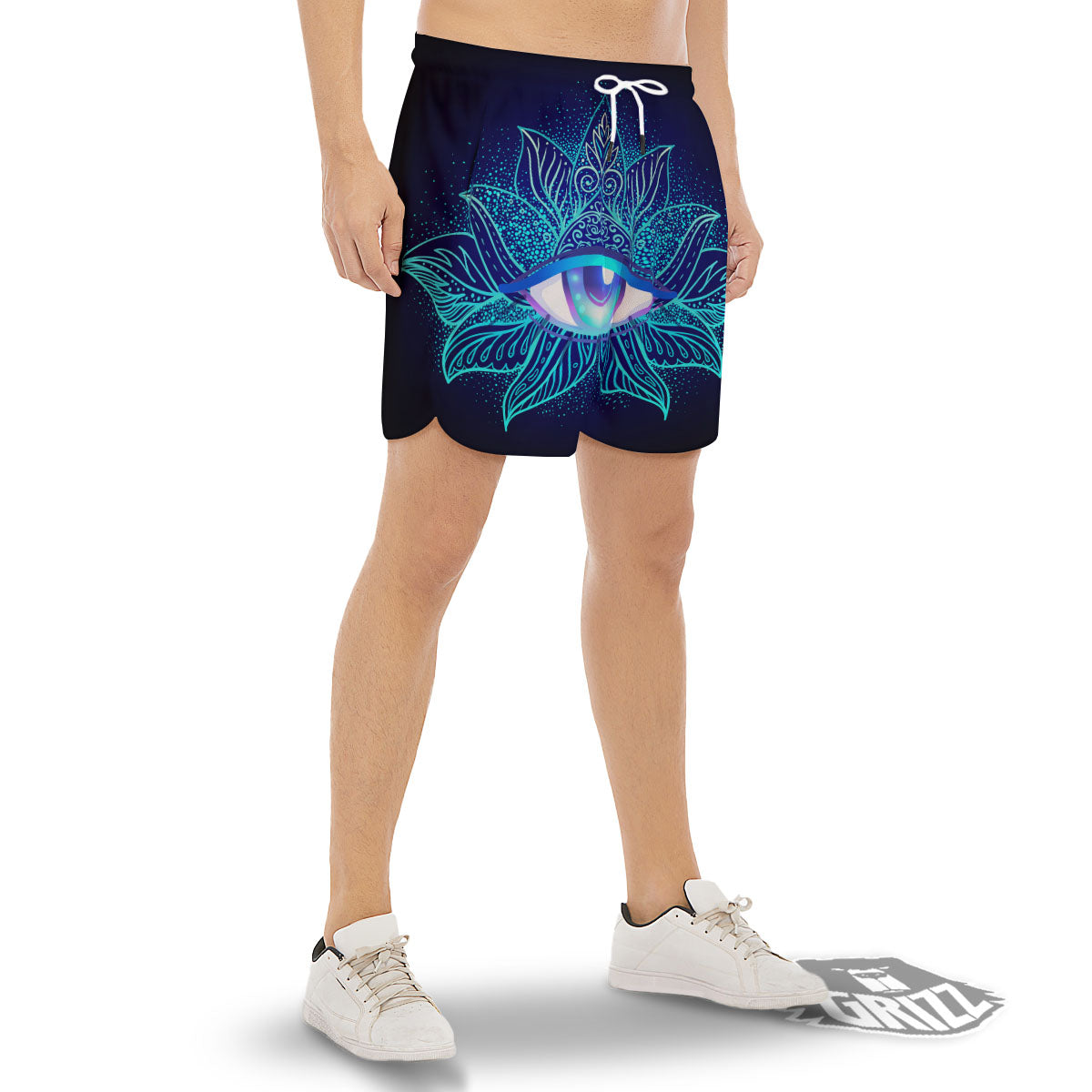 Flower Eye Of Providence Print Men's Gym Shorts-grizzshop