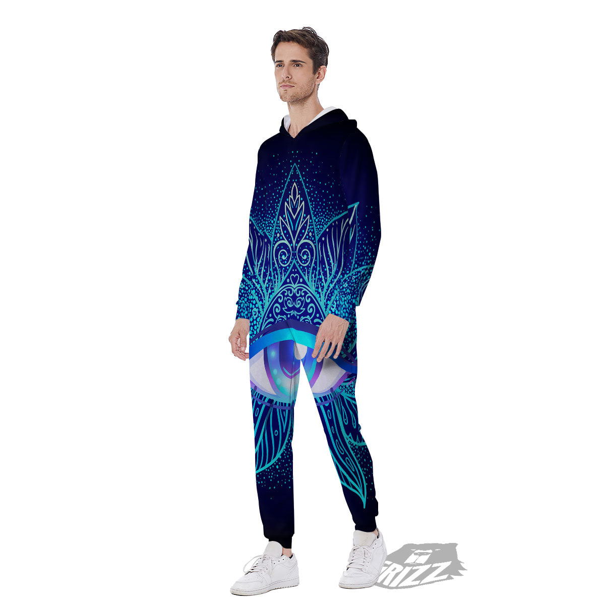 Flower Eye Of Providence Print Men's Jumpsuit-grizzshop