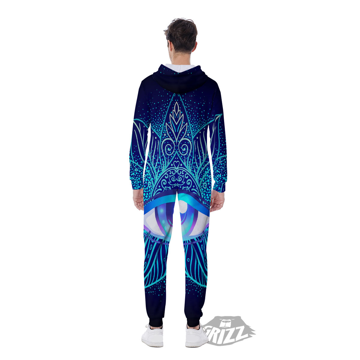 Flower Eye Of Providence Print Men's Jumpsuit-grizzshop