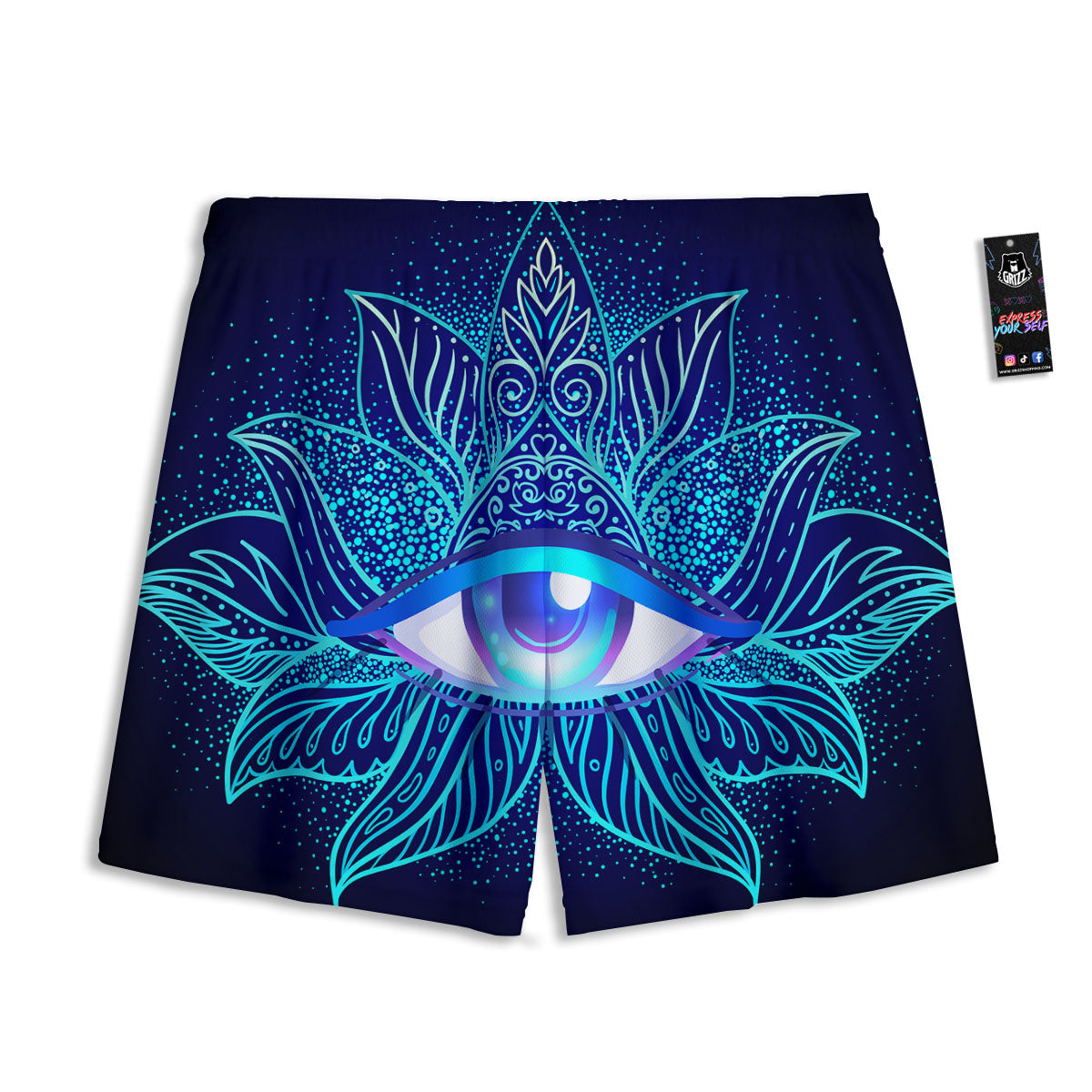 Flower Eye Of Providence Print Mesh Shorts