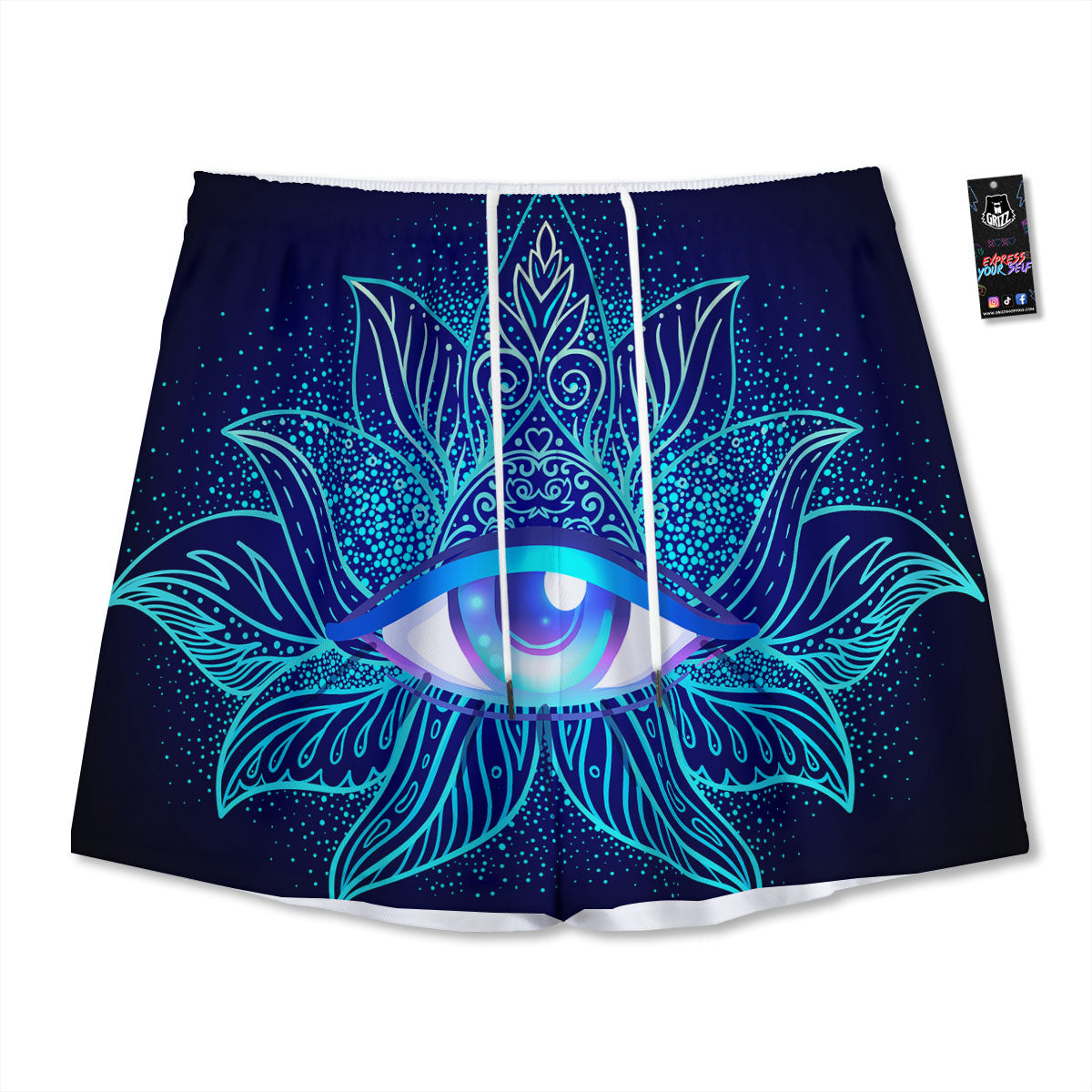Flower Eye Of Providence Print Mesh Shorts