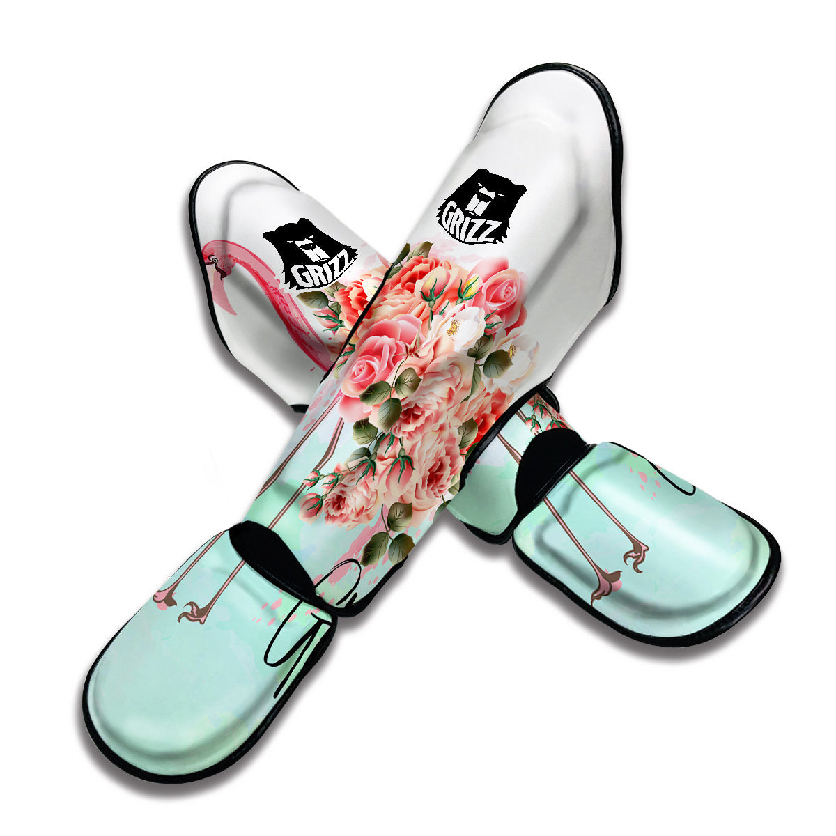Flower Flamingo Muay Thai Shin Guards-grizzshop