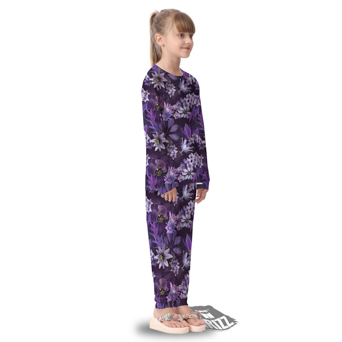 Flower Floral Purple Print Pattern Kid's Pajamas-grizzshop