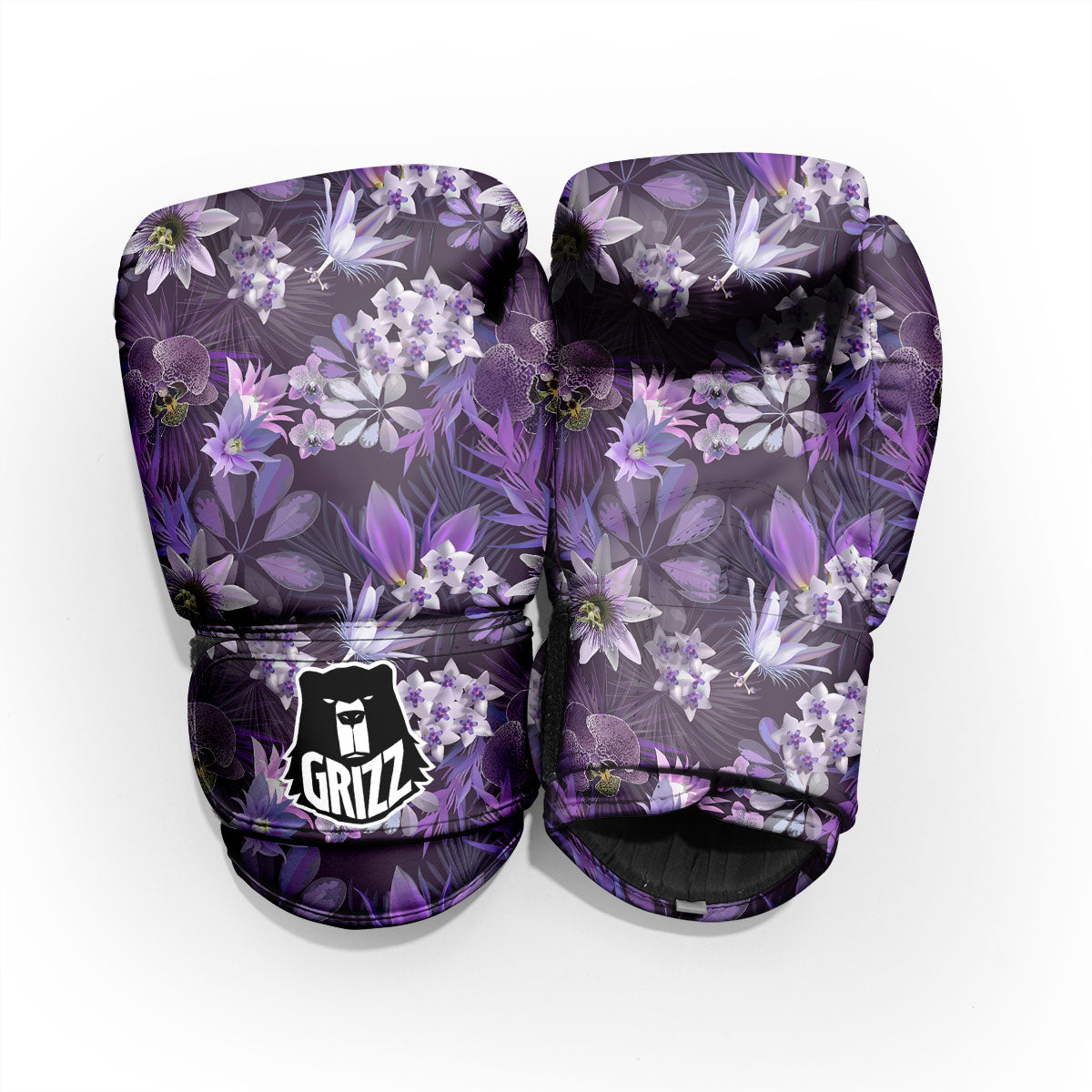 Flower Floral Purple Print Pattern Sparring Gloves-grizzshop