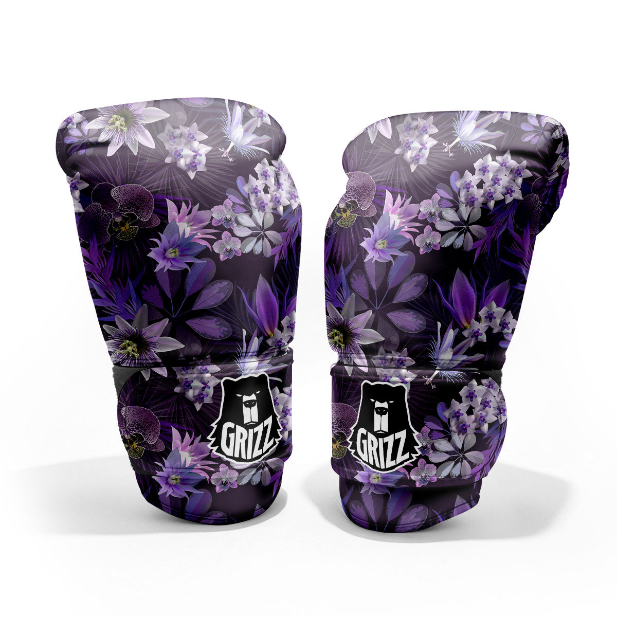 Flower Floral Purple Print Pattern Sparring Gloves-grizzshop