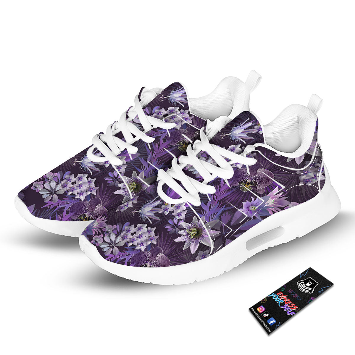 Flower Floral Purple Print Pattern Tennis Shoes-grizzshop
