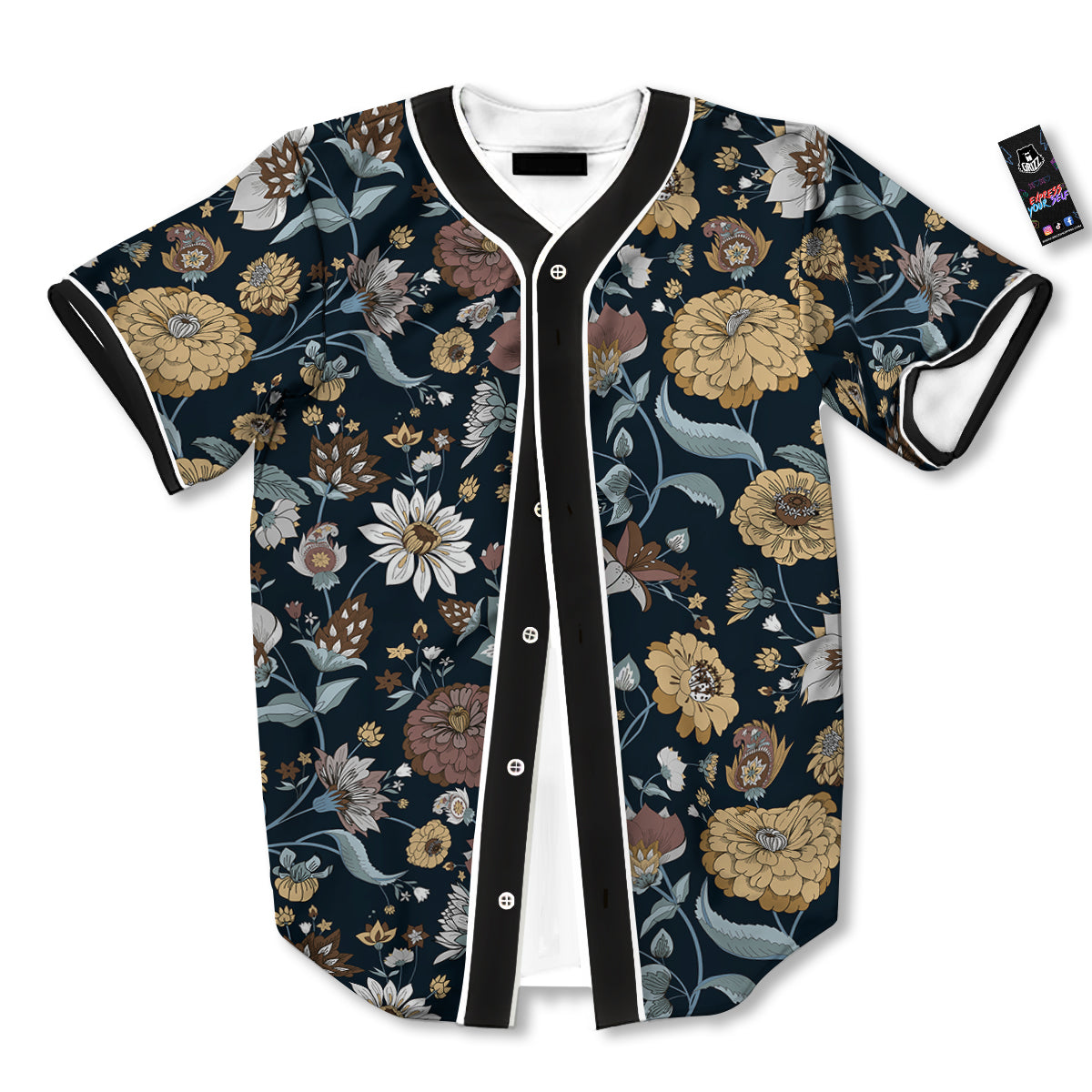 Flower Floral Vintage Print Pattern Baseball Jersey-grizzshop