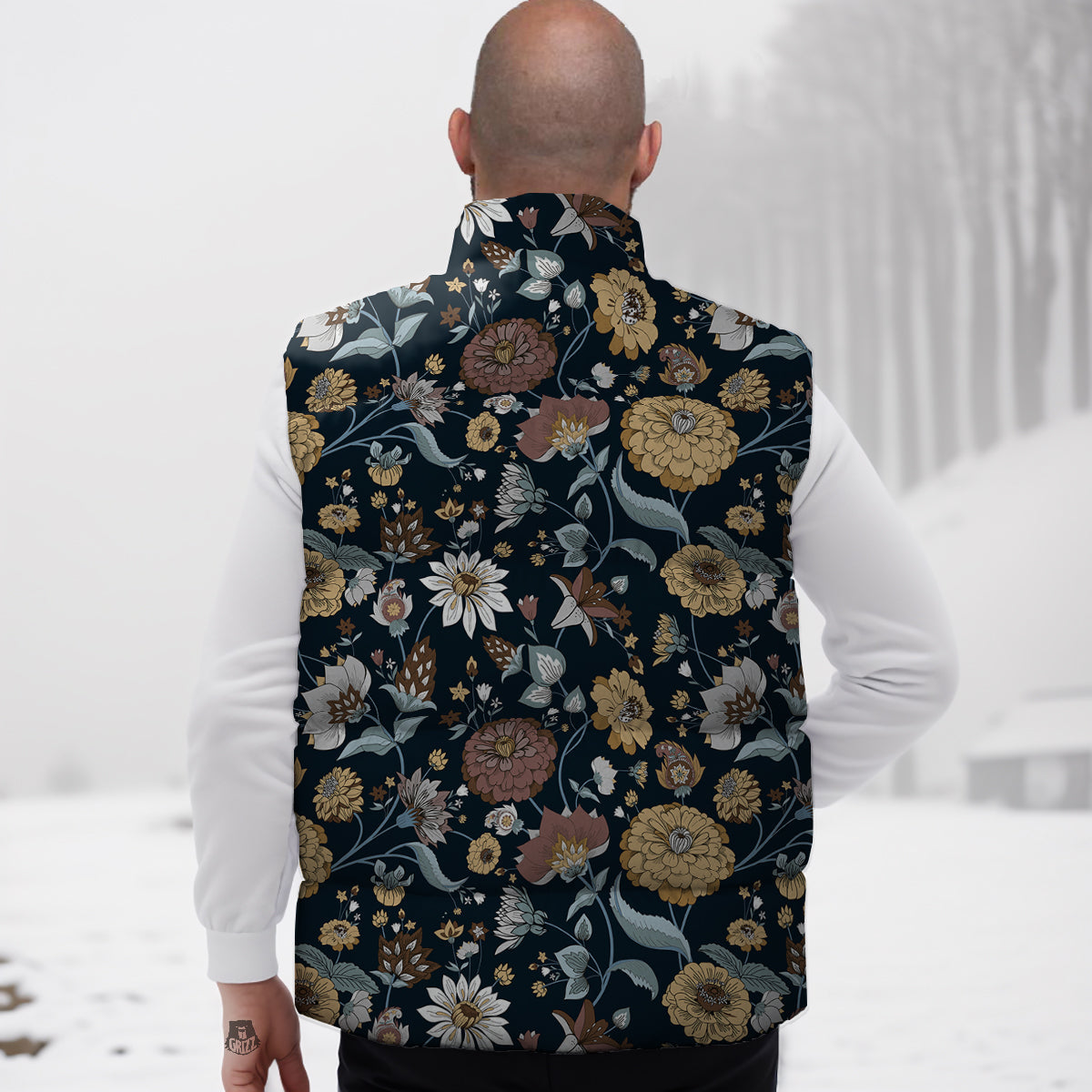 Flower Floral Vintage Print Pattern Down Vest-grizzshop