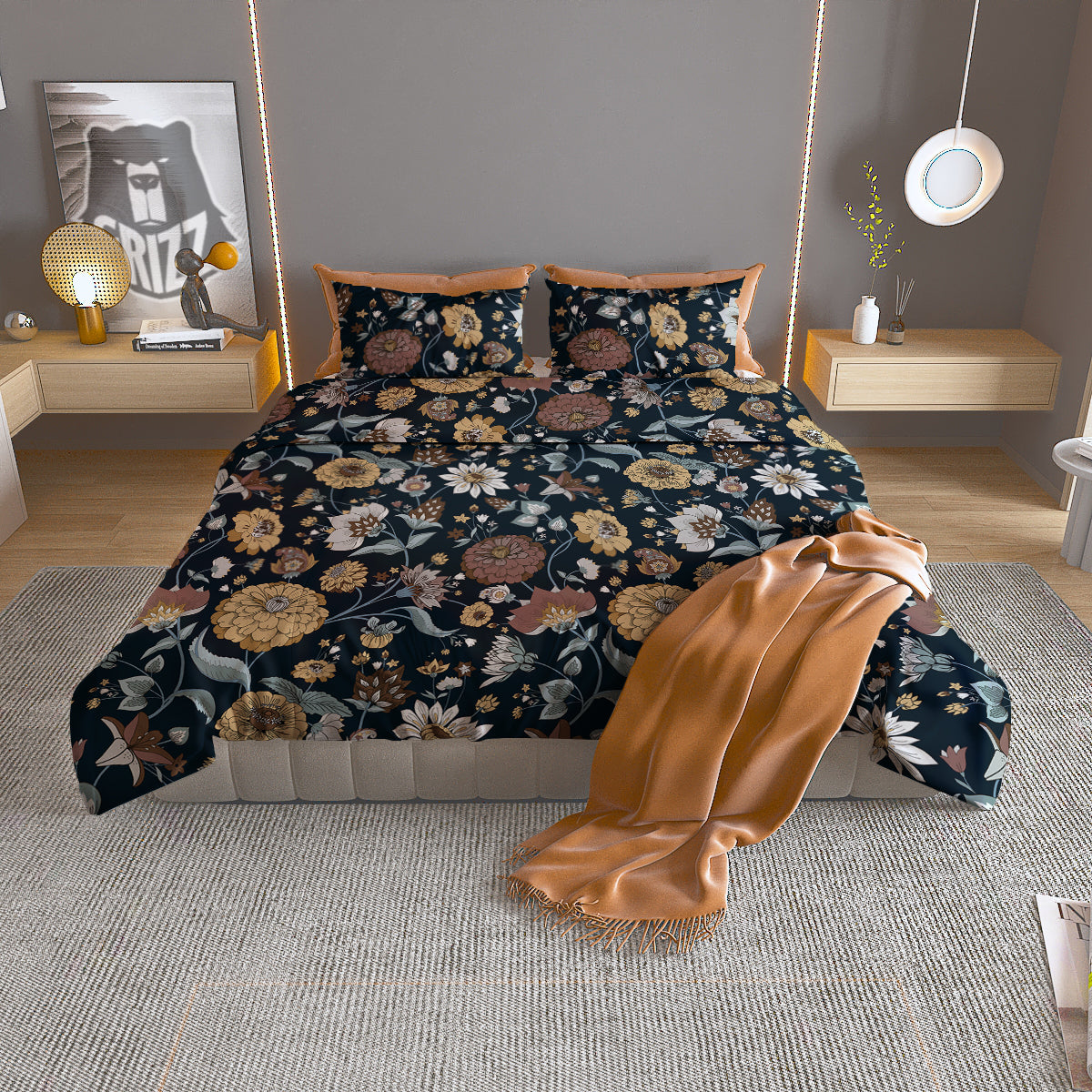 Flower Floral Vintage Print Pattern Duvet Cover Bedding Set