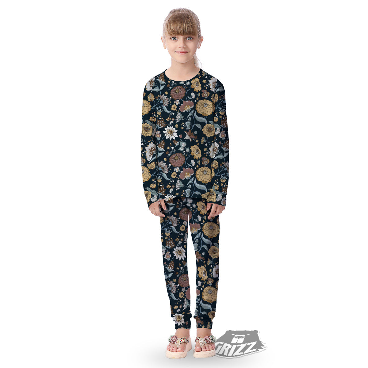 Flower Floral Vintage Print Pattern Kid's Pajamas-grizzshop