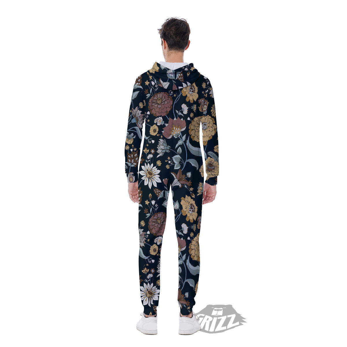 Flower Floral Vintage Print Pattern Men's Jumpsuit-grizzshop