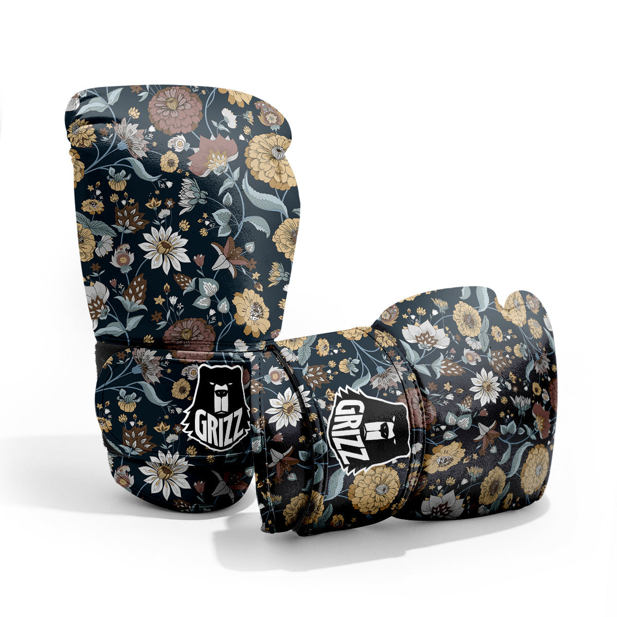 Flower Floral Vintage Print Pattern Sparring Gloves-grizzshop