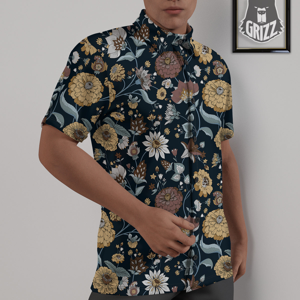 Flower Floral Vintage Print Pattern Untucked Shirts-grizzshop
