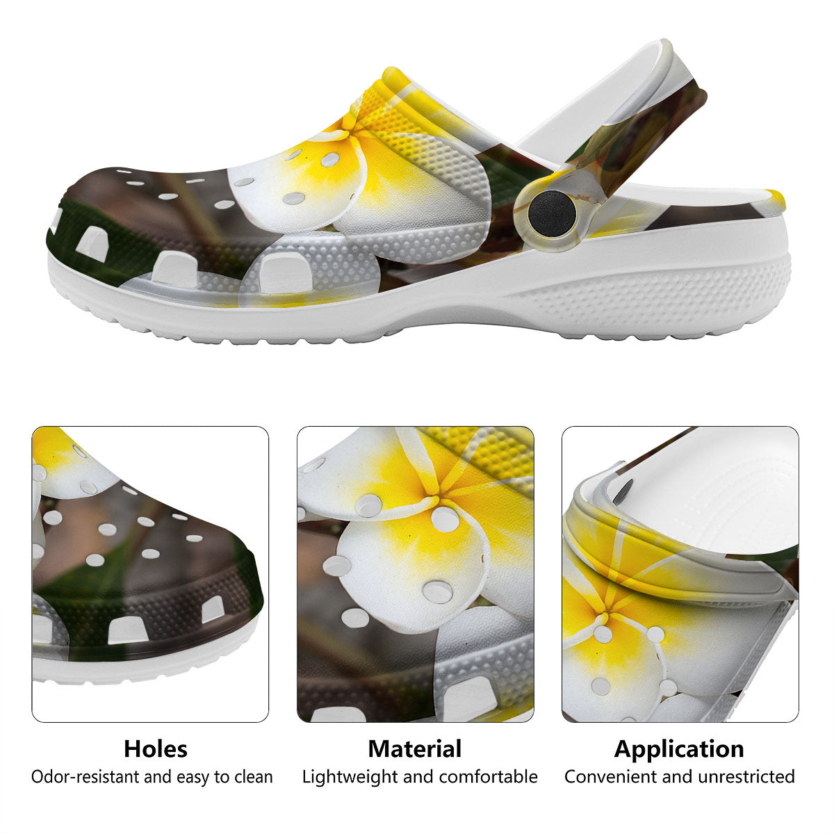 Flower Frangipani Print Clog-grizzshop