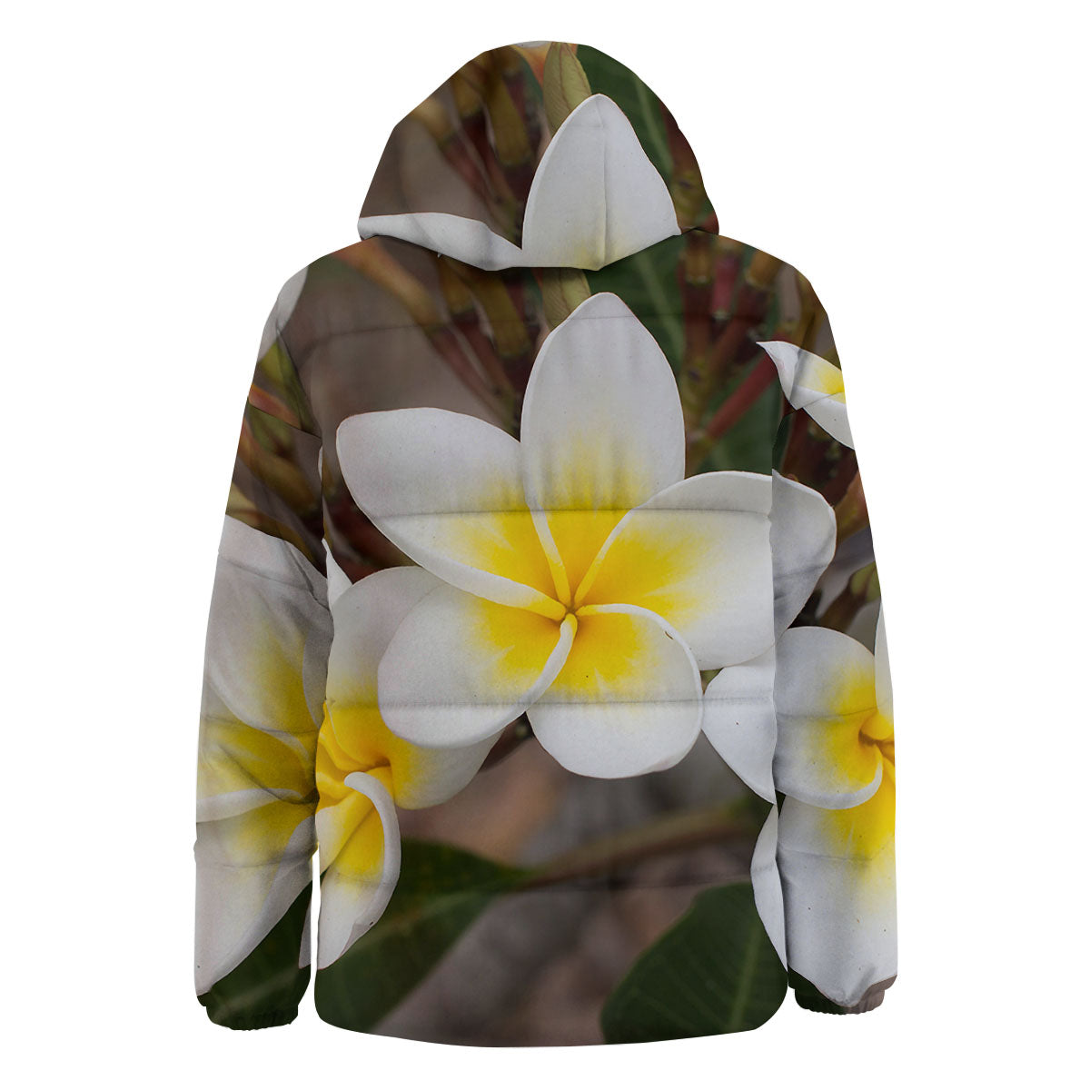 Flower Frangipani Print Down Jacket-grizzshop