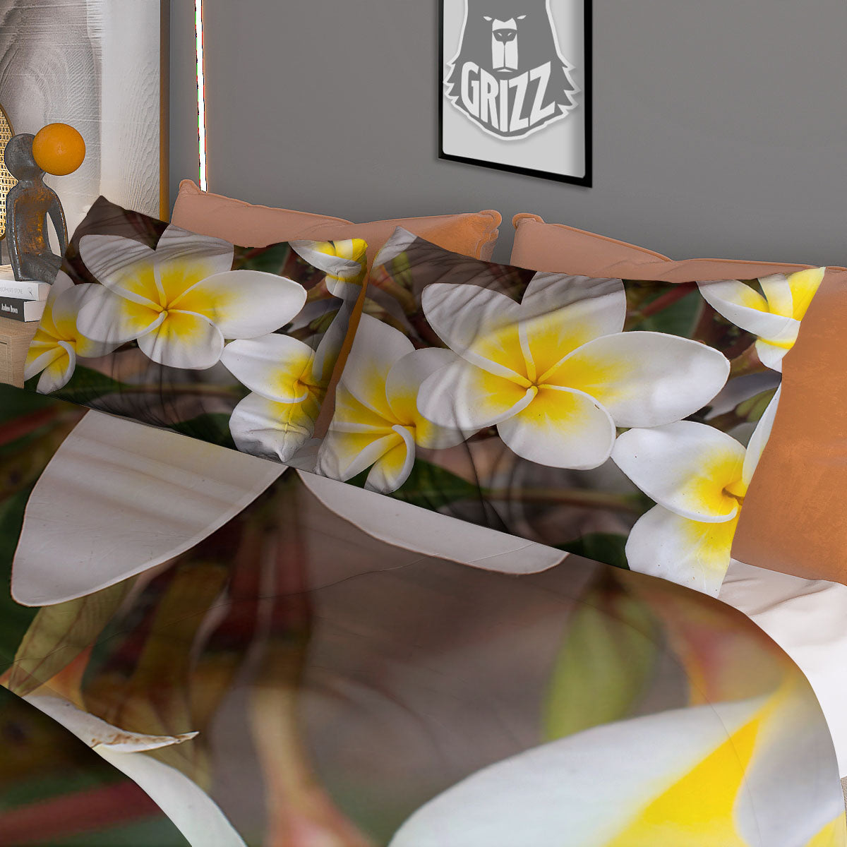 Flower Frangipani Print Duvet Cover Bedding Set