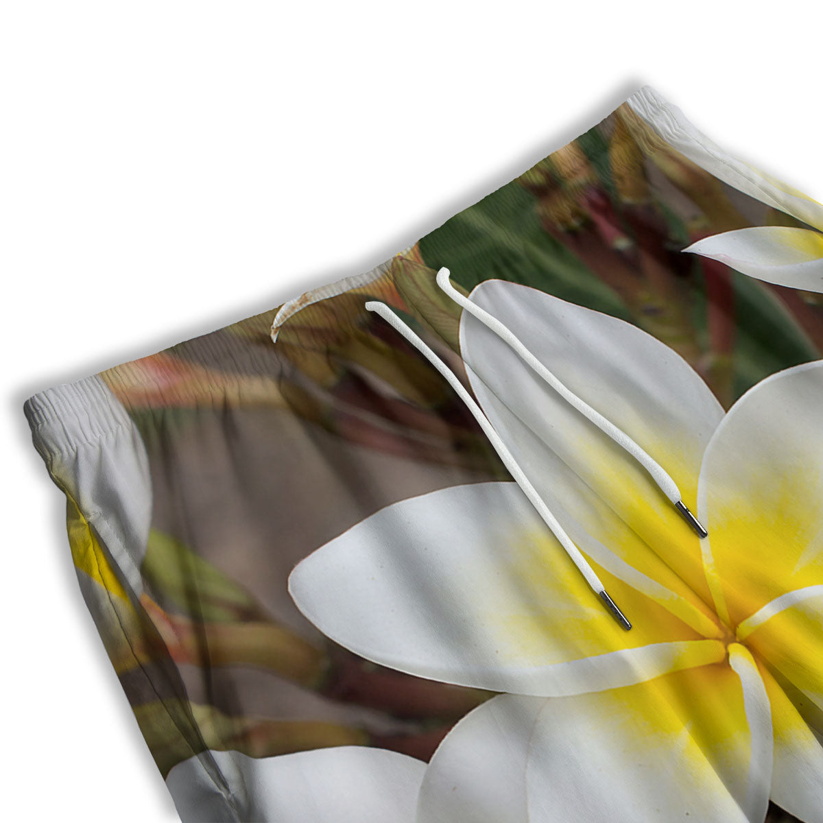 Flower Frangipani Print Men's Athletic Shorts-grizzshop