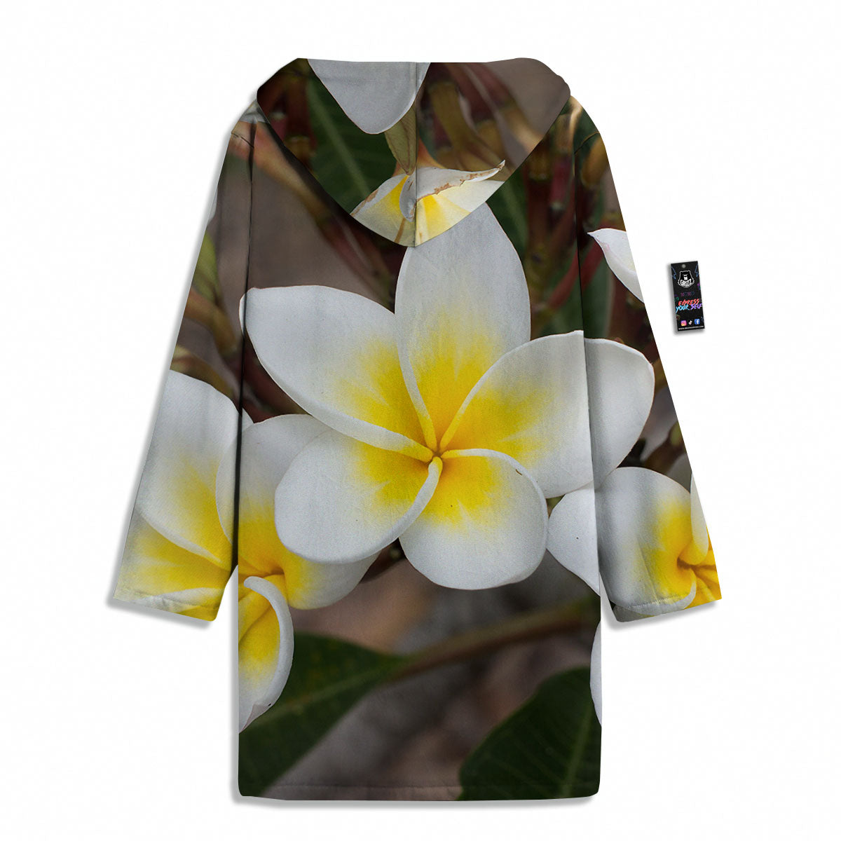 Flower Frangipani Print Men's Windbreaker Jacket-grizzshop