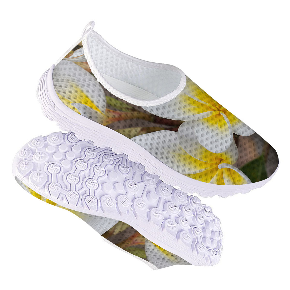 Flower Frangipani Print Nurse Shoes-grizzshop