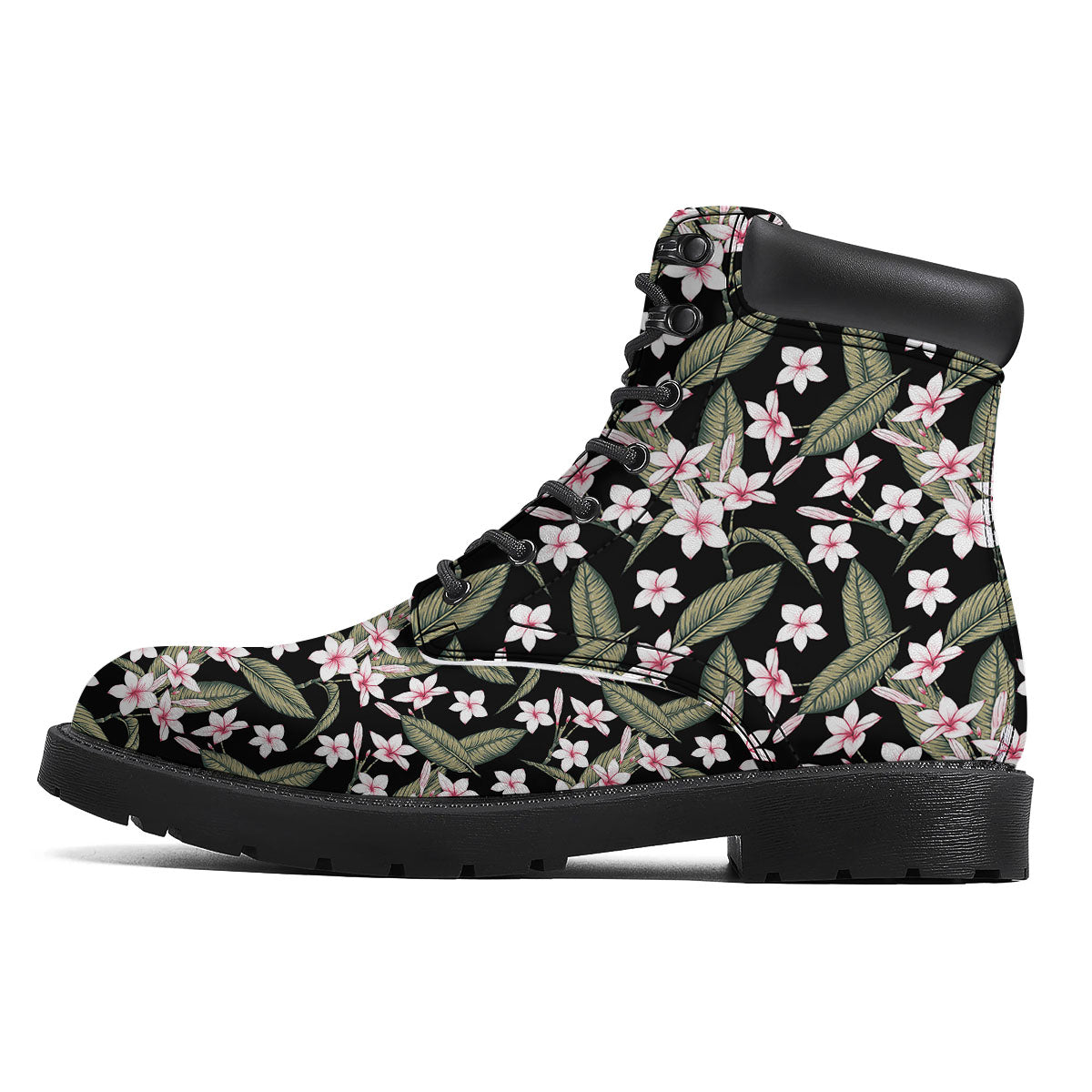 Flower Frangipani Print Pattern Boots-grizzshop